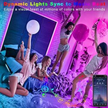 Tenmiro 32.8ft LED Strip Lights, RGB LED Smart Music Sync Color Changing LED Lights Strips with Remote LED Lights for Bedroom, Room, TV, Party