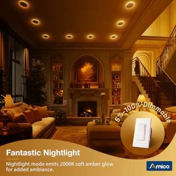 Amico 12 Pack LED Recessed Ceiling Lights - 6"