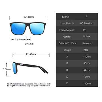 Perfectmiaoxuan Polarized sunglasses for men/women; light frame; HD pilot lenses; Golf/driving/fishing/travel Eyewear