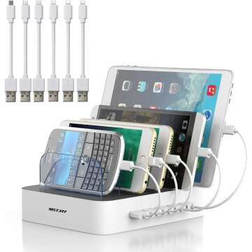 MSTJRY 5 Port Multi USB Charging Station with Power Switch