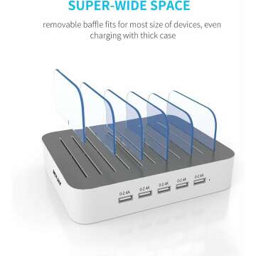 5 Port USB Charging Station for iPhone & iPad