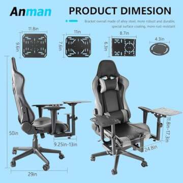 Anman G29 Removable Flight Simulator Cockpit with Racing Seat Compatible with A10C Metal Warthog Gear Logitech/Thrustmaster/Fanatec G25 G27 G920 G923 T300RS,TX,Detachable Simulation Stand