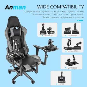 Anman G29 Removable Flight Simulator Cockpit with Racing Seat Compatible with A10C Metal Warthog Gear Logitech/Thrustmaster/Fanatec G25 G27 G920 G923 T300RS,TX,Detachable Simulation Stand