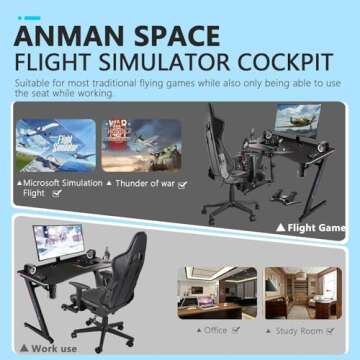 Anman G29 Removable Flight Simulator Cockpit with Racing Seat Compatible with A10C Metal Warthog Gear Logitech/Thrustmaster/Fanatec G25 G27 G920 G923 T300RS,TX,Detachable Simulation Stand