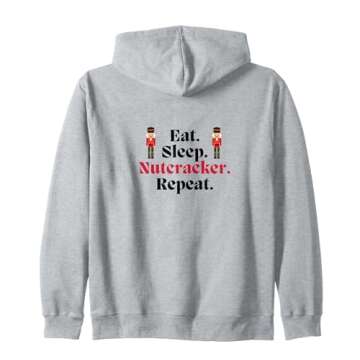 EAT SLEEP NUTCRACKER REPEAT Christmas Ballet Dancer Graphic Zip Hoodie