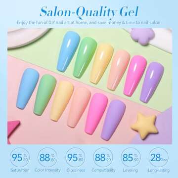 Born Pretty Pastel Gel Nail Polish Macaron Candy Sweet Color Gel Polish Spring Summer Gel Polish Nude Pink Yellow Purple Blue Green Colors Easter Collection Nail Art Gift Box 10ML 6PCS