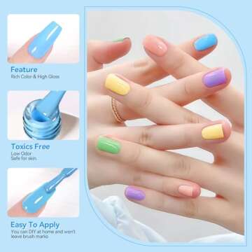 Born Pretty Pastel Gel Nail Polish Macaron Candy Sweet Color Gel Polish Spring Summer Gel Polish Nude Pink Yellow Purple Blue Green Colors Easter Collection Nail Art Gift Box 10ML 6PCS