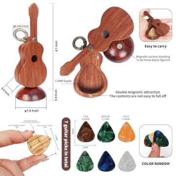 CustomGuitarPlectrumwithBox HomeWoodenDecorativeOrnamentGuitarMusicGiftCarMiniPendantGuitarAccessories Musician'sGuitarPlectrumGiftChristmasUniqueGift (Wood color (flower pear tree))