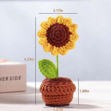 Lutoku Handmade Crochet Flowers - Charming Sunflower Decor for Home & Car