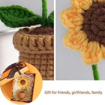 Handmade Crochet Sunflower for Home & Car Decoration