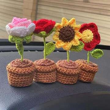 Handmade Crochet Sunflower for Home & Car Decoration