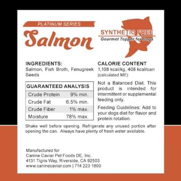 Canine Caviar - Salmon Canned Wet Dog Food, Single Protein Formula, Alkaline Food Topper, Limited Ingredients, Gluten-Free, Based on Science & Research, Veterinary Alternative Diet (12.7 oz, 12-Pack)