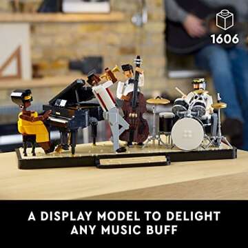 LEGO Ideas Jazz Quartet 21334 Building Blocks - Featuring Buildable Stage with 4 Band Musician Figures, Includes Piano, Double Bass, Trumpet, and Drum Kit Instruments, Great Home Display for Adults