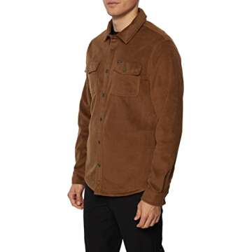 O'NEILL Men's Glacier Superfleece Overshirt - Fleece Shirt with Front Pockets - Comfortable and Soft, Standard Fit,Brown,M