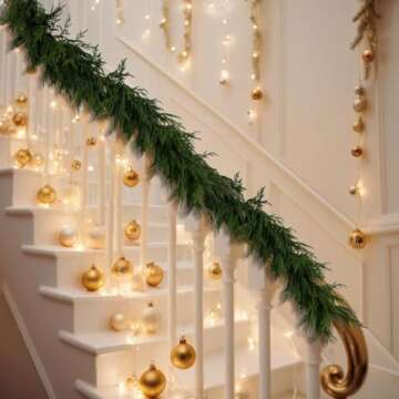 Real Feel Dense Norfolk Pine Christmas Garland - 68" | Realistic Pine Garland, Real Touch Garland with 78 Branches, No Chemical Scent, Versatile for Mantle, Staircase, Table