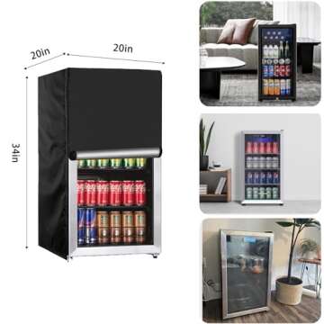 YZNKLXF Beverage Refrigerator Cooler Cover 20''L x 20''W x 34''H,Suitable for 3.2 Cu.Ft Beverage Fridge/Mini Fridge, 600D Oxford Washable, Reusable, Front can be opened, Black