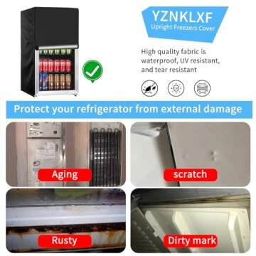 YZNKLXF Beverage Refrigerator Cooler Cover 20''L x 20''W x 34''H,Suitable for 3.2 Cu.Ft Beverage Fridge/Mini Fridge, 600D Oxford Washable, Reusable, Front can be opened, Black