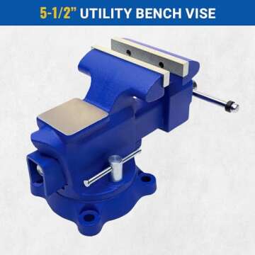 Yost Vises 465 Combination Vise | 6.5 Inch Jaw Width Heavy-Duty Utility Pipe and Bench Vise |Secure Grip with Swivel Base| Made with Cast Iron and Steel U Channel Bar | Blue