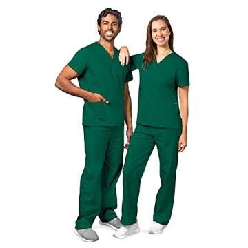 Adar Uniforms, Universal Unisex Scrubs - Unisex Drawstring Scrub Set - 701 - Hunter Green - L