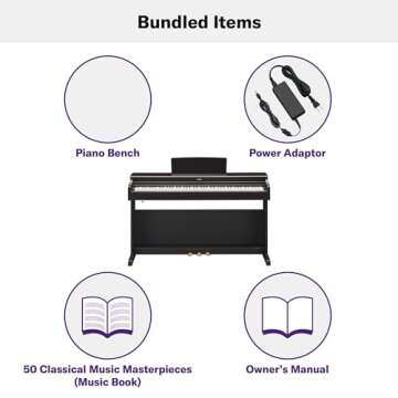 Yamaha Arius, Console Digital Weighted 88-Key Graded Hammer 3 Action, CFX Concert Grand Piano Sound, Includes Bench, Black (YDP165B)