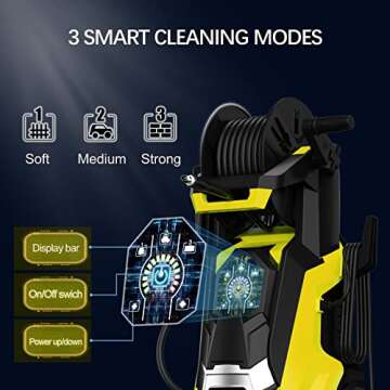 Electric Pressure Washer 4500 PSI 3.2 GPM Touch Screen Adjustable Pressure,4 Nozzles and 500ml Foam Cannon Power Washer Cleaning for Patio