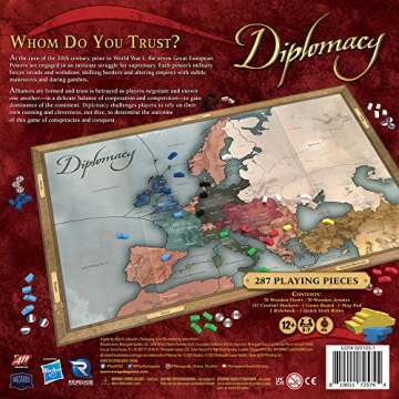 Renegade Game Studios Diplomacy - Renegade, Europe 20th Century Strategy Board Game of Alliances & Betrayal, Ages 12+, 2-7 Players, 4 Hrs