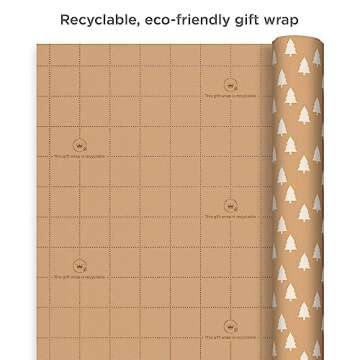 Hallmark Christmas Wrapping Paper Rolls - Minimalist Brown Kraft Trees, Antlers, Snowflakes Gift Wrap Paper (3 Rolls: 90 sq. ft. ttl.) for Holiday Parties, Hanukkah, Winter Weddings