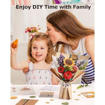 ROBOTIME 3D Puzzles Wooden Flower Bouquet DIY Model Building Kit to Build for Adults Artifical Bouquet Botanical Collection Craft Brain Teaser Puzzle Creative Gift Home Decor