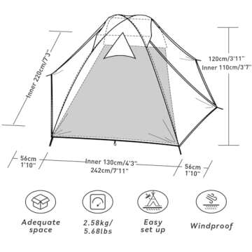 Forceatt Camping Tent-2 Person Tent, Waterproof & Windproof. Lightweight Backpacking Tent, Easy Setup, Suitable for Outdoor and Hiking Traveling