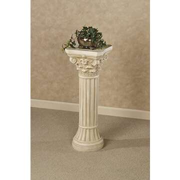 Touch of Class Corinthian Column Pedestal - Ivory Wash - Indoor Outdoor Statue Display - Pillar Stand for Plants and Sculptures - Large Size - 32 H - Weighs 14 lbs