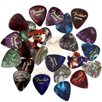 Fender Premium Picks Sampler - 24 Pack Includes Thin, Medium & Heavy Gauges