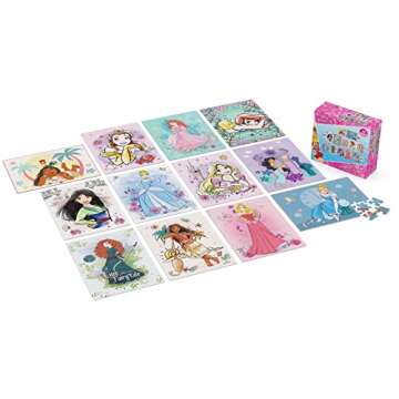 Disney Princess, 12-Puzzle Pack 48-Piece 63-Piece 100-Piece Jigsaw Puzzles For Kids Ariel Moana Cinderella Jasmine, For Preschoolers Ages 4 And Up