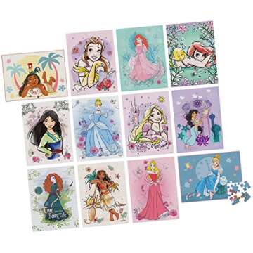 Disney Princess, 12-Puzzle Pack 48-Piece 63-Piece 100-Piece Jigsaw Puzzles For Kids Ariel Moana Cinderella Jasmine, For Preschoolers Ages 4 And Up