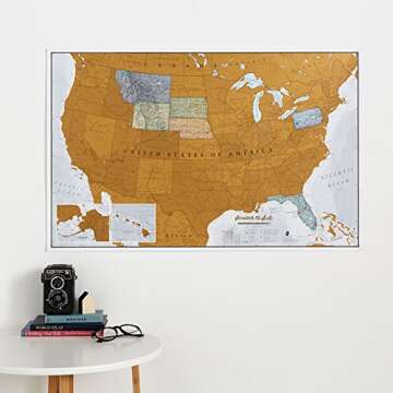 Maps International Scratch Off Map Of The US – USA Wall Map – Scratch Off – Detailed cartography - US States - National Parks - 24 x 36