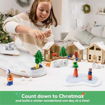 KiwiCo Winter Wonderland - 2024 Advent Calendar for Kids | Christmas Activities For Kids | Assemble Winter Village with Motorized Sledding Hill, Ice Skating Rink, Reindeer, Christmas Trees & more!