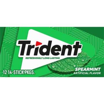 Trident Spearmint Sugar Free Gum - 12 Packs