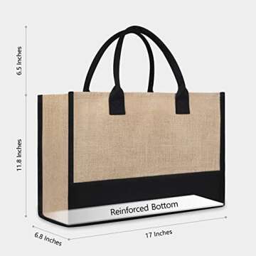 TOPDesign Initial Jute/Canvas Tote Bag, Personalized Present Bag, Suitable for Wedding, Birthday, Beach, Holiday, is a Great Gift for Women, Mom, Teachers, Friends, Bridesmaids (Letter S)