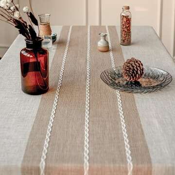 Deep Dream Tablecloths, 55 x 86 Inch Waterproof Table Cloth, Linens Wrinkle Free Anti-Fading, Rustic Table Cover Decoration for Kitchen Dinning Christmas (Rectangle/Oblong,6-8 Seats, Light Coffee)