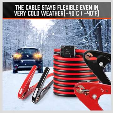 HORUSDY 25FT Jumper Cables, 1-Gauge 800A Heavy Duty Jumper Battery Cables 25 Ft Booster Jump Start, Reverse Polarity Protection - ETL Certified