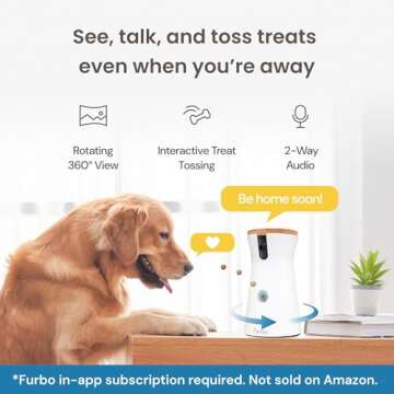 Furbo 360° Dog Camera + Nanny Bundle: Home Security & Dog Safety Alerts, Rotating Pet Treat Dispenser Camera with Speaker, Smart Home Indoor Cam w Phone App (Additional Subscription Required at Setup)