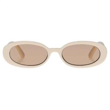 Le Specs Outta Love Sunglasses - Ecru, Oval, Unisex, Contemporary 90s Style