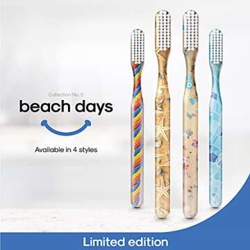 SMYL Toothbrush, Toothbrushes for Adults with Nylon Bristles, Oral Care and Plaque Removal, Day at The Beach Design, Candy