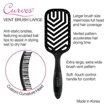 Cricket Curves Large Wide Vent Hair Brush for Blow Drying and Styling Anti-Static Nylon Bristle Hairbrush for Long Short Thick Thin Curly Straight Wavy All Hair Types