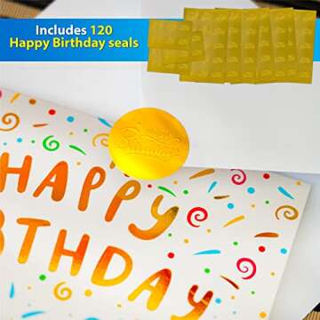 Gold Foil Birthday Cards Set of 120 with Envelopes