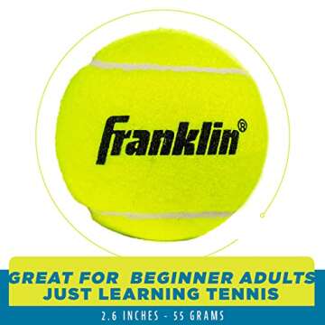 Franklin Sports Practice Tennis Balls - Official Size Low Pressure Tennis Balls - Great for Training + Practice - 3 Count (Pack of 1), Can of Low Bounce All Court Surface Tennis Balls