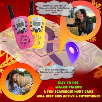 Scavenger Hunt Game for Kids - Walkie Talkies Outdoor Activities for Kids Camping Games for Families Outdoor Spy Kit for Kids Treasure Hunt Fun Outdoor Activities for Kids Board Games Girls Boys Teens