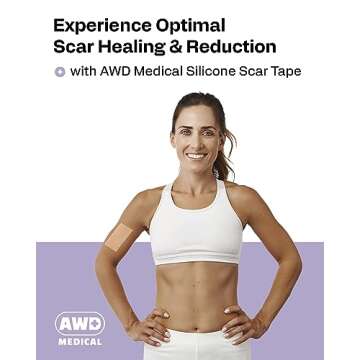 AWD Silicone Scar Sheets for Surgical Scars - Medical Grade Silicone Scar Tape for C Section, Tummy Tuck Tape, Keloid Treatment - Silicone Skin Patches After Surgery Must Haves (1.6" x 60" Roll)