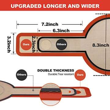 Silicone Bread Sling Dutch Oven - Best Japan Silicone. Non-Stick & Easy Clean Reusable Silicone Bread Baking Mat. With Extra Long Handles Bread Baking Sheet Liner, 2 Brown Set for Transferable Dough