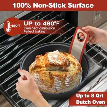 Silicone Bread Sling Dutch Oven - Best Japan Silicone. Non-Stick & Easy Clean Reusable Silicone Bread Baking Mat. With Extra Long Handles Bread Baking Sheet Liner, 2 Brown Set for Transferable Dough