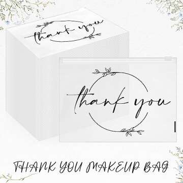 Ireer 100 Pcs Thank You Gift Makeup Bags EVA Cosmetic Bags with Zipper - Thank You Bags Mini Toiletry Bag Bulk Gifts